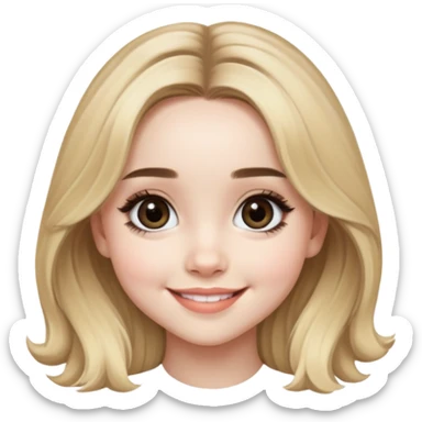 Sabrina Carpenter with blonde hair and big eyes, smiling sticker