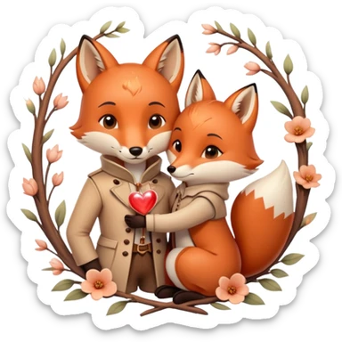 archer and fox together, romantic whimsical fairytale, soft colors, magical atmosphere, inspired by 'Once Upon a Broken Heart' sticker