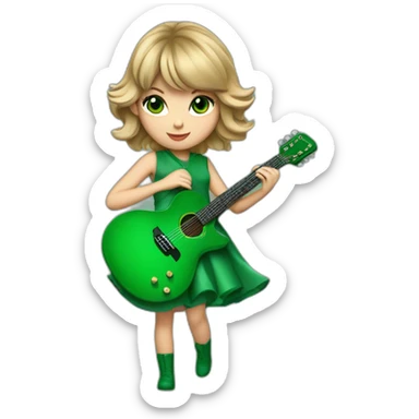 Taylor swift avec une robe vert jouant de la guitare avec des magnifiques oeils sticker