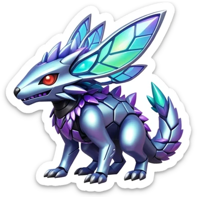  exotic iridescent cyber-Protogen-Fakémon-Pokémon-Vernid-creature sticker