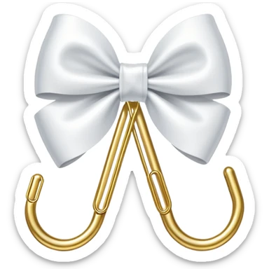 one gold paper clip with one small white bow in the middle sticker