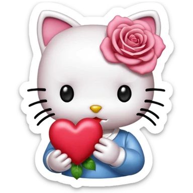Hello kitty qui fait un bisous avec un cœur rose  sticker
