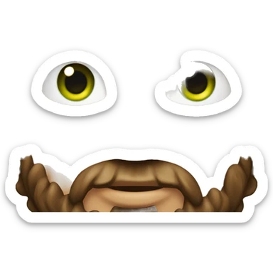 Men with brown curly hair and brown beard and green eyes sticker