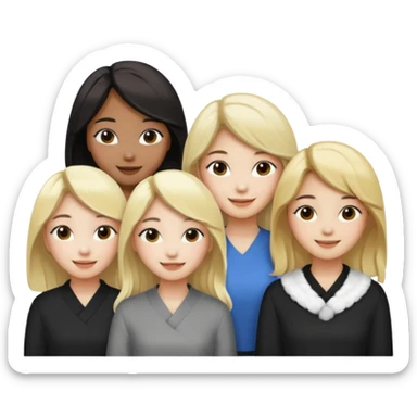 Korean 4 girls, hair colors: 1 blonde, 2 black, 1 brown sticker