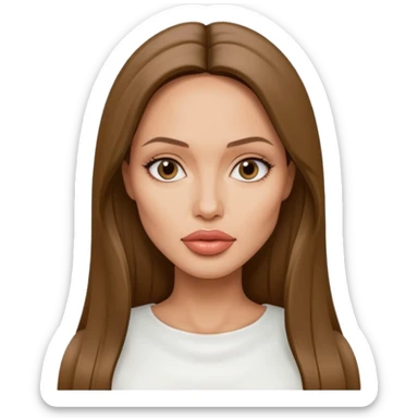 Angelina jolie , fashion model Beautiful woman model adult   large breasts  with close set eyes tan skin, full lips  long hair straight model white  top   sticker