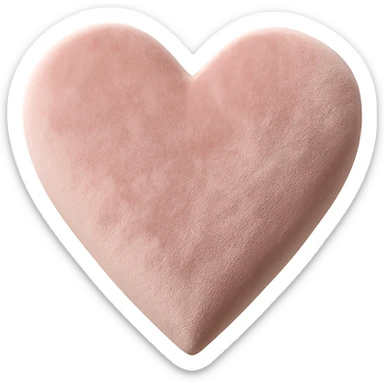 heart with a soft blush pink velvet texture, no background sticker