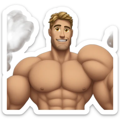 A guy with impossibly big muscles sticker