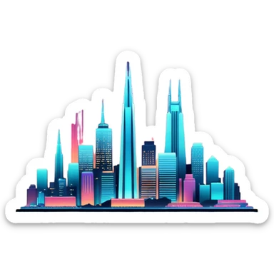 create an image of san francisco skyline in the tech future - no car, use art deco, no frame sticker