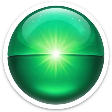 Emerald color magic ball with shimmering sticker