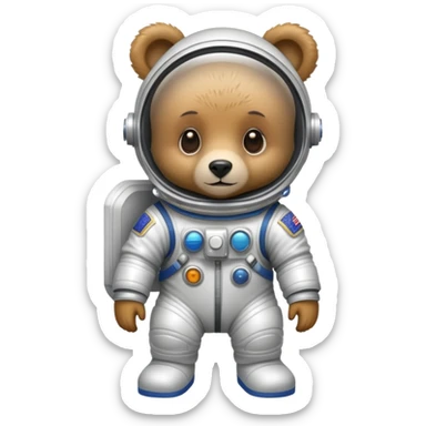 Generate a full set of emojis "A bear cub in a spacesuit" sticker