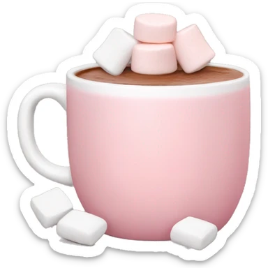 Light Pink mug of hot chocolate with marshmallows  sticker