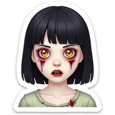 girl zombie with black hair and bangs sticker