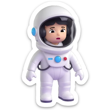 little astronaut in white suit and helmet, crying with lots of tears sticker