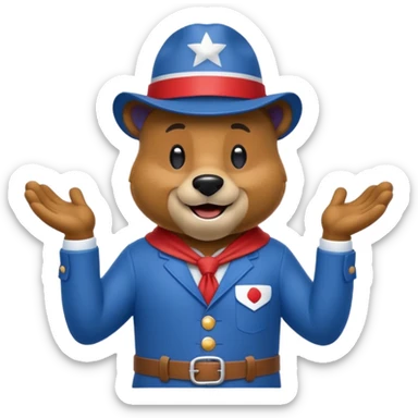 Patriotic yogi bear  sticker