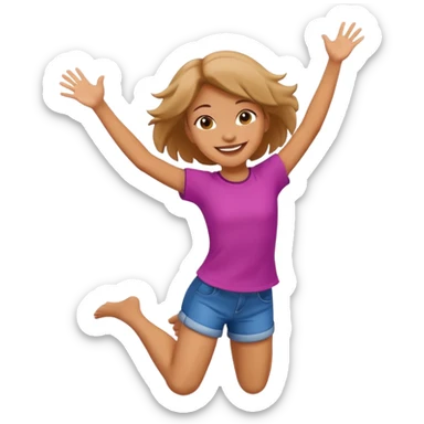 Cute girl jumping for joy sticker