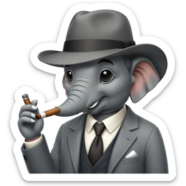 elephant mafia boss with hat and cigar sticker