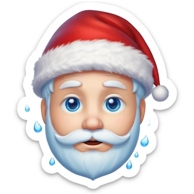 Fantasy human portrait emoji, Santa Claus hat slightly frosted, icy winter face with red candlelight reflection in eyes, cold blue lighting, subtle festive contrast, emotional minimalism, clean readable emoji style, male/female variant
 sticker