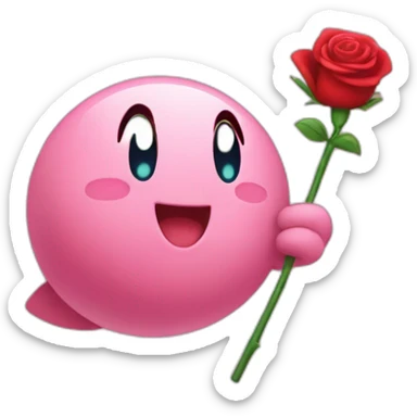 kirby giving someone a rose sticker