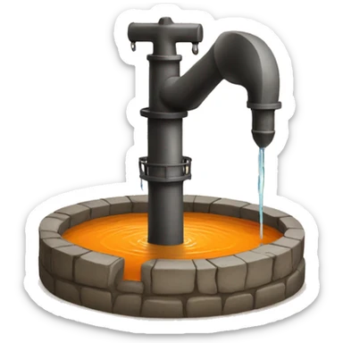 a water well that is orange because it is a bitcoin well. sticker