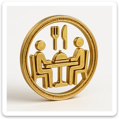 dignified logo for a dinner meeting, modern, gold accents, sophisticated look, modern style with gold accents, sophisticated and elegant sticker