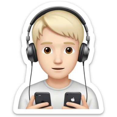 person watching YouTube videos, content creator with headphones sticker