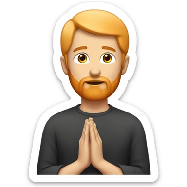 man with orange beard, short blond hair, galses as he praying  sticker