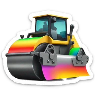 rainbow colored road roller sticker