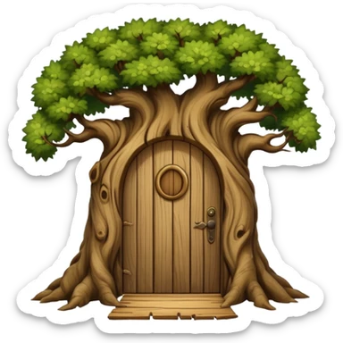 large and old bitch tree with door sticker