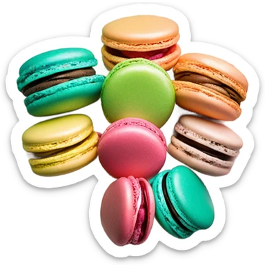 French macrons on a vintage plate sticker