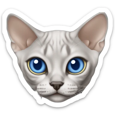 Devon Rex cat grey with blue eye open month sticker