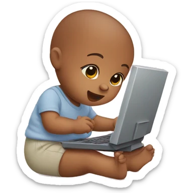 an infant using a computer sticker