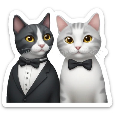 Grey cat and tuxedo cat together  sticker