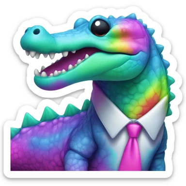 Cute neon colored tie dye crocodile   sticker