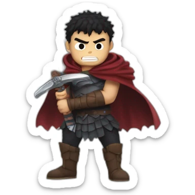 angry berserk guts carrying a huge sword on his shoulder sticker
