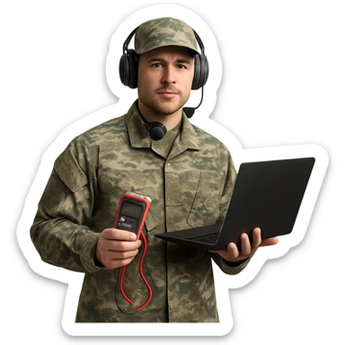 A technician in military uniform sticker