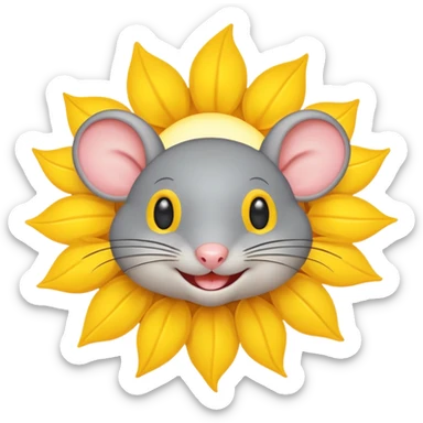 A gray mouse inside of a sun ☀️ 🐭 sticker