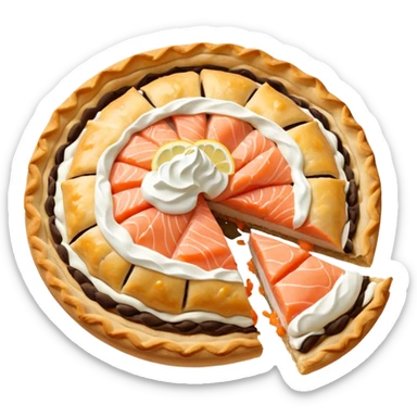 Karelian pasty with cream on top finnish with cream on top and salmon and lemon sticker