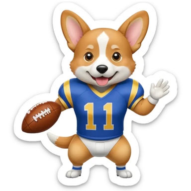 Corgi with football in Maize and Blue Uniform  sticker