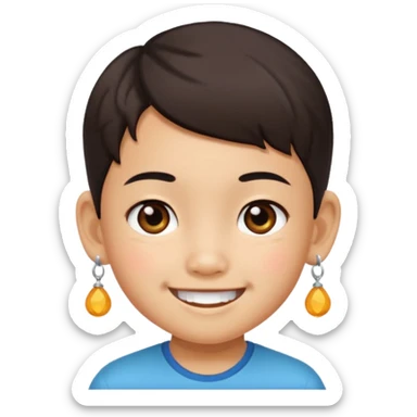 zesty short chinese kid with earings sticker