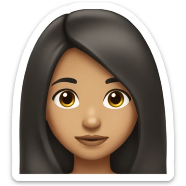 olive skin tone girl with black long hair looking down sticker