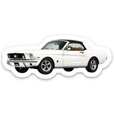 white vintage mustang sticker