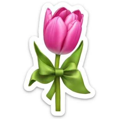 Pink tulips with a bow sticker