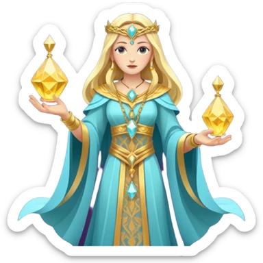 fantasy magic goddess tarot card low poly sticker