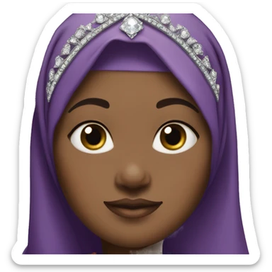 Chubby Black Hijabi in purple with diamond tiara sticker