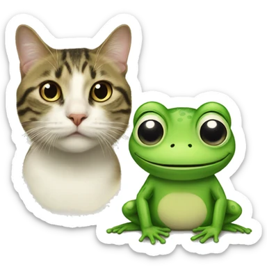 Frog and a cat sticker