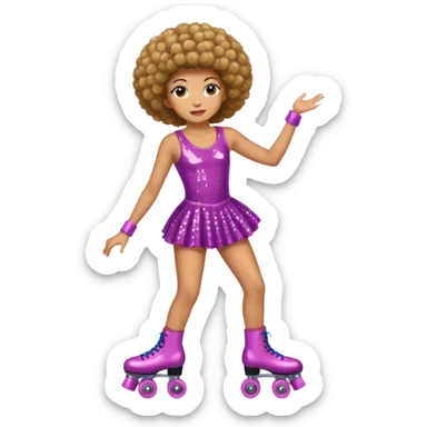 afro hair disco dress and roller skate sticker
