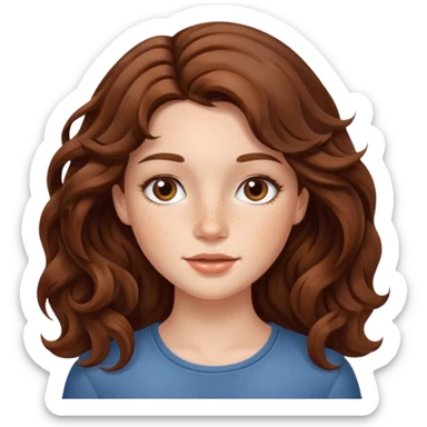 a beautiful girl with wavy volumes brown hair sticker