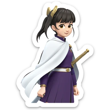 smiling girl with sword sticker