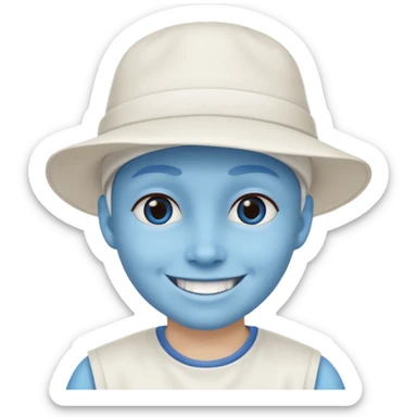 A blue face with a White cap it looks like the smurfs sticker