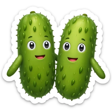 Two pickle holding hands  sticker